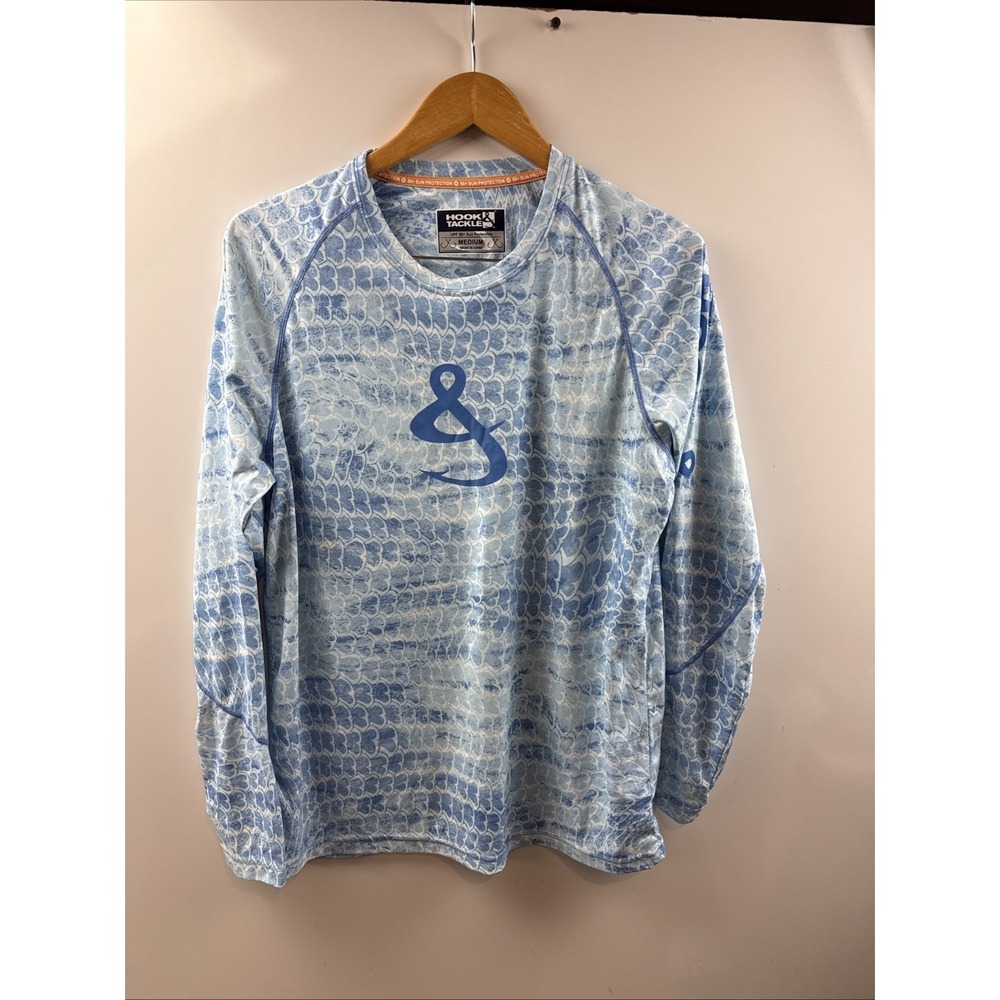 Hook & Tackle Mens Blue Ocean UPF 50+ Performance Shirt Size M